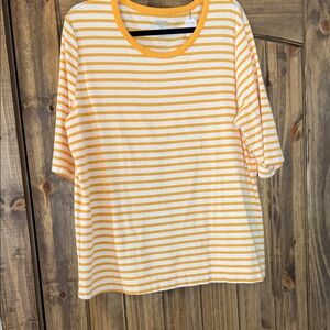 Duluth Trading Co Yellow and White Striped Tee